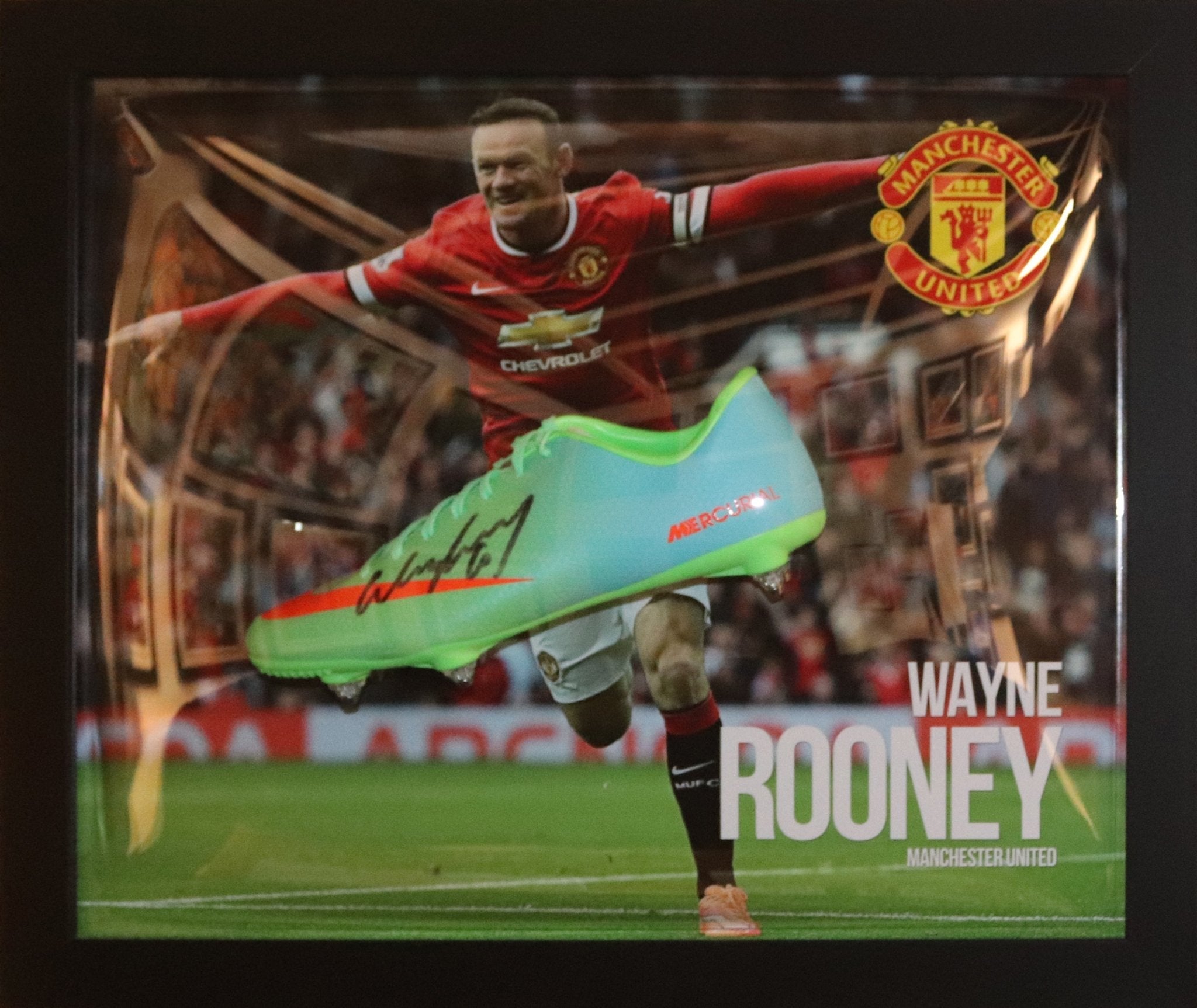 Rooney Signed Man United Boot Framed Display - Memorabilia Framers Shop